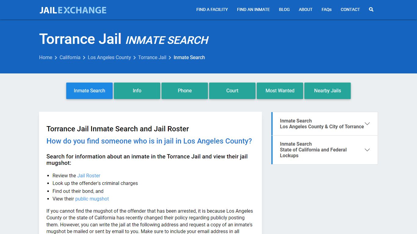 Inmate Search: Roster & Mugshots - Torrance Jail, CA